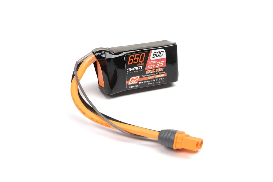 Spektrum 11.1V 650mAh 3S 50C Smart G2 Trail Pro LiPo Battery: IC2 image 152283