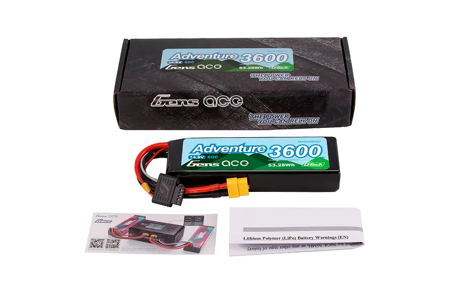 Gens Ace G-Tech Adventure 14.8V 3600mAh 60C 4S Soft Case LiPo Battery image 152908