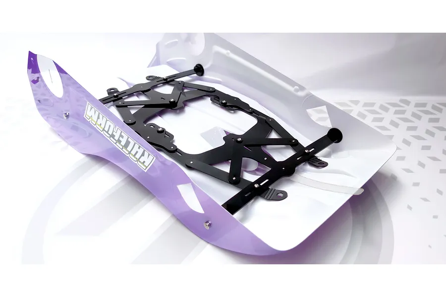 Raceform 1/8 On Road Pro Body Post Lazer Tracer tool mounted inside a clear RC car body shell on a white background.