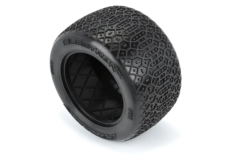 A single Pro-Line 2.2 inch Electron 2.0 RC stadium truck tyre showing the complex hexagonal tread pattern and sidewall branding.