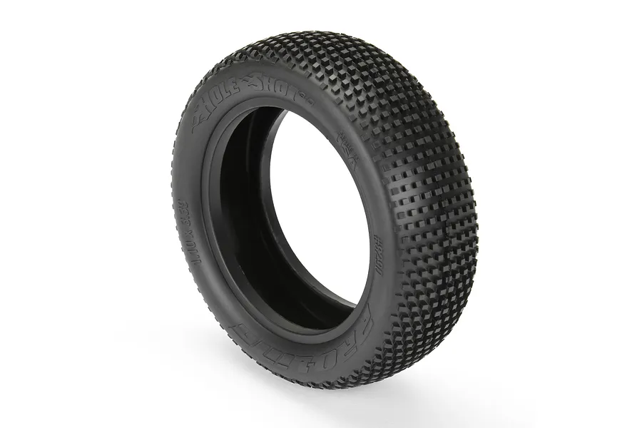 A single Pro-Line 2.2 inch Hole Shot 3.0 M4 front RC buggy tyre shown in a studio setting against a white background.