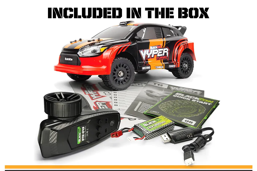 BlackZon Vyper RX Turbo RC Rally Car Electric 4WD 1/16 Scale RTR - Red/Orange image 153031