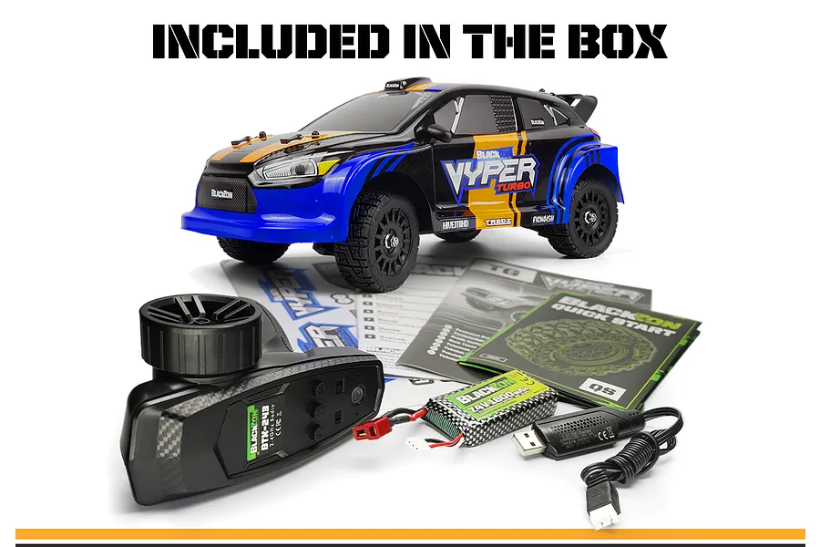 BlackZon Vyper RX Turbo RC Rally Car Electric 4WD 1/16 Scale RTR - Blue/Orange image 153035