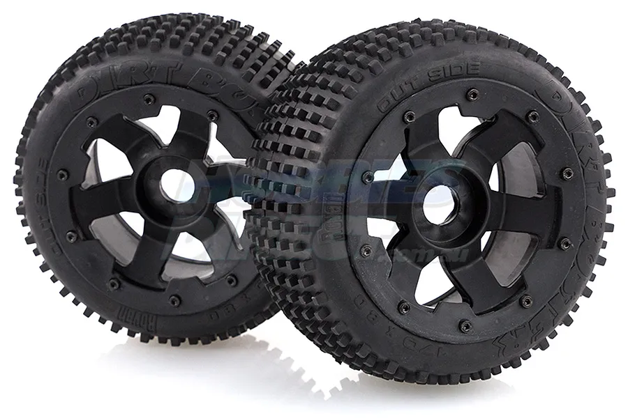 Rovan 4.7/5.5&amp;quot; Baja 5B Rear Dirt Buster Tyres on Black Rims - Beadlocked Wheels 2Pcs image 15473