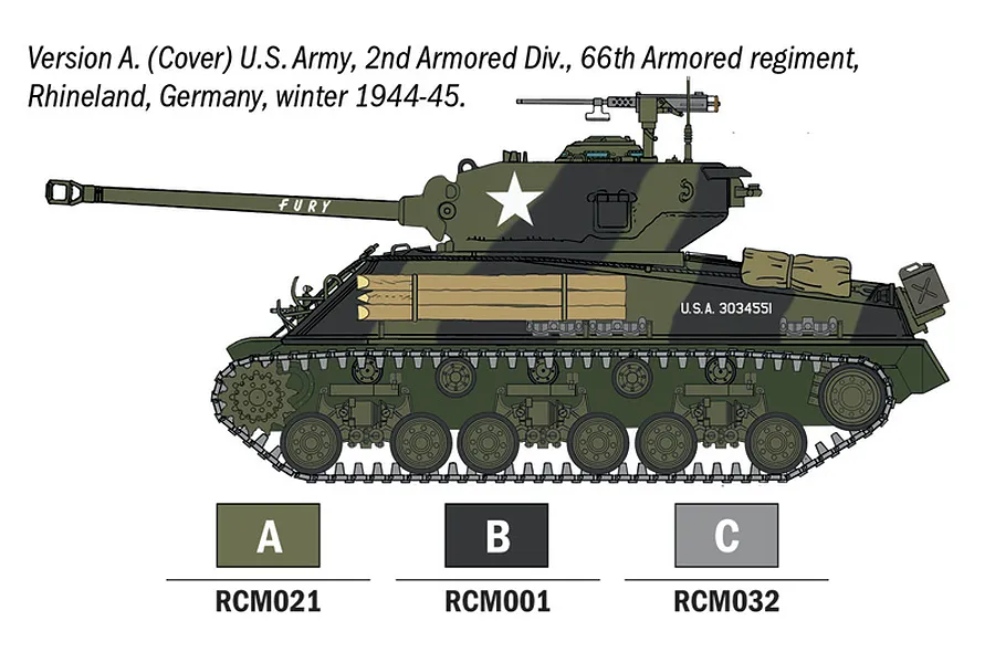 Italeri 1/56 Sherman M4A3E8 Fury Scaled Plastic Model Starter Kit image 2