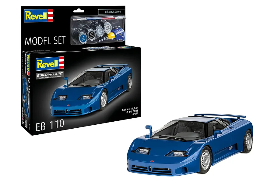 Revell 1/24 Bugatti EB110 Super Car Scaled Plastic Model Starter Kit image 1