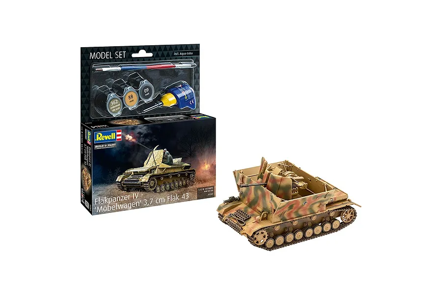 Revell 1/72 Flakpanzer IV &amp;quot;Mobelwagen&amp;quot; 3.7cm Flak Scaled Plastic Model Starter Kit image 1