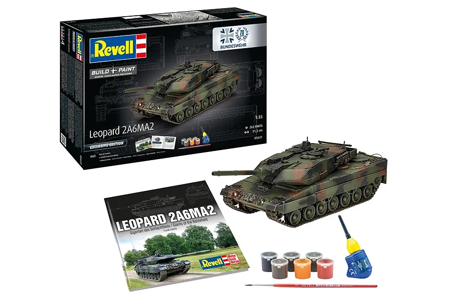 Revell 1/35 70 Years Bundeswehr: Leopard 2 A6A2 Tank &amp;quot;Exclusive Edition&amp;quot; Gift Set Scaled Plastic Model Kit image 1