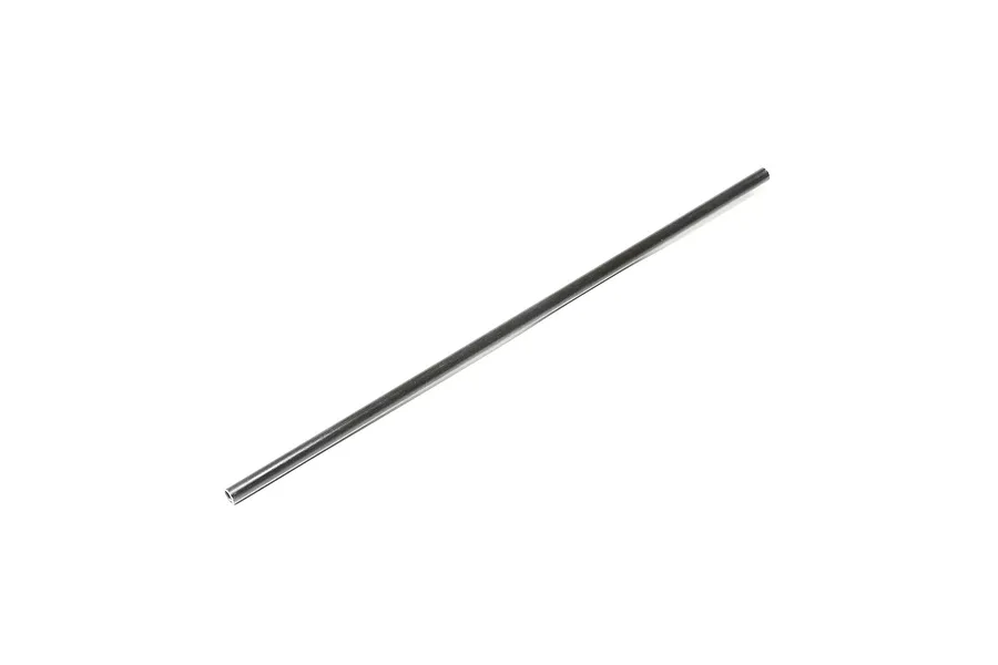 A straight, black cylindrical wing tube for an RC airplane, isolated against a plain white background.