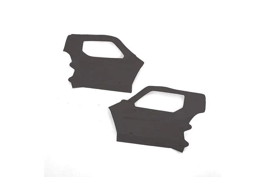Two black plastic RC car door panels for Losi vehicles, shown against a white background.