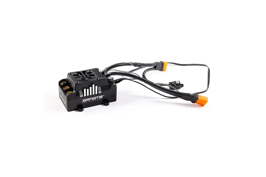 Spektrum Firma 250A Brushless ESC with integrated cooling fan, black casing, and dual IC5 battery connectors.