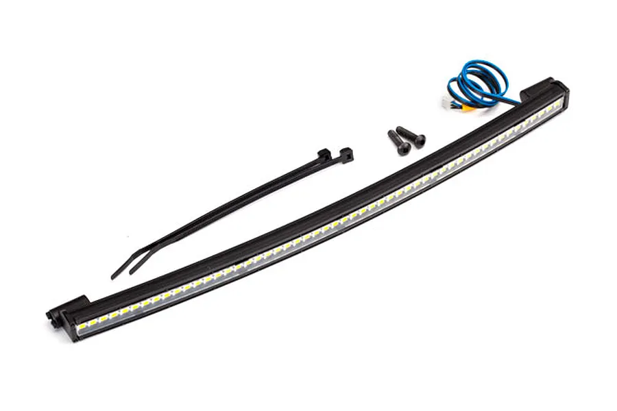 Traxxas curved LED light bar with mounting hardware and zip ties on a white background.