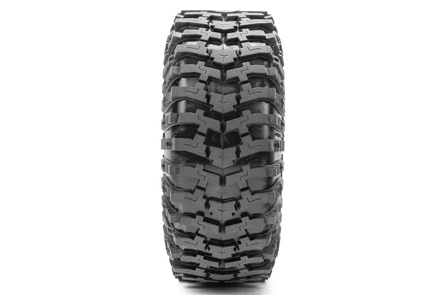 A single Pro-Line 1.9 inch Mickey Thompson Baja Pro XS crawler tyre viewed from the tread side against a white background.