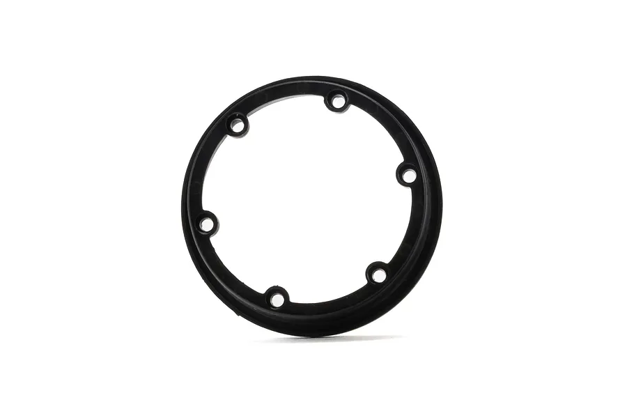 A black circular ring component with six mounting holes, designed for RC crawler wheel weight systems.