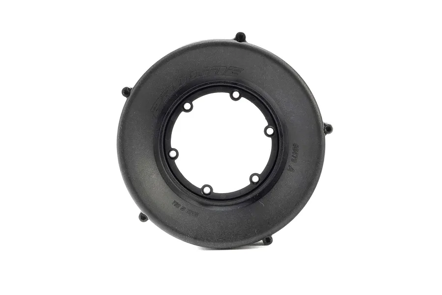 A black Pro-Line Rock-Tek tyre weight ring for 1.9 inch RC wheels, shown from a front-facing studio perspective.