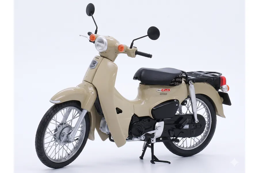 Fujimi 1/12 Honda Super Cub110 Street Scaled Plastic Snap Fit Model Kit - Harvest Beige image 1