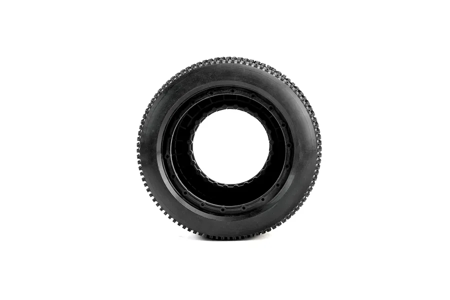 A single black Pro-Line 1/5 scale King Pin off-road RC tyre viewed from the side, showing the tread pattern and inner bead detail.