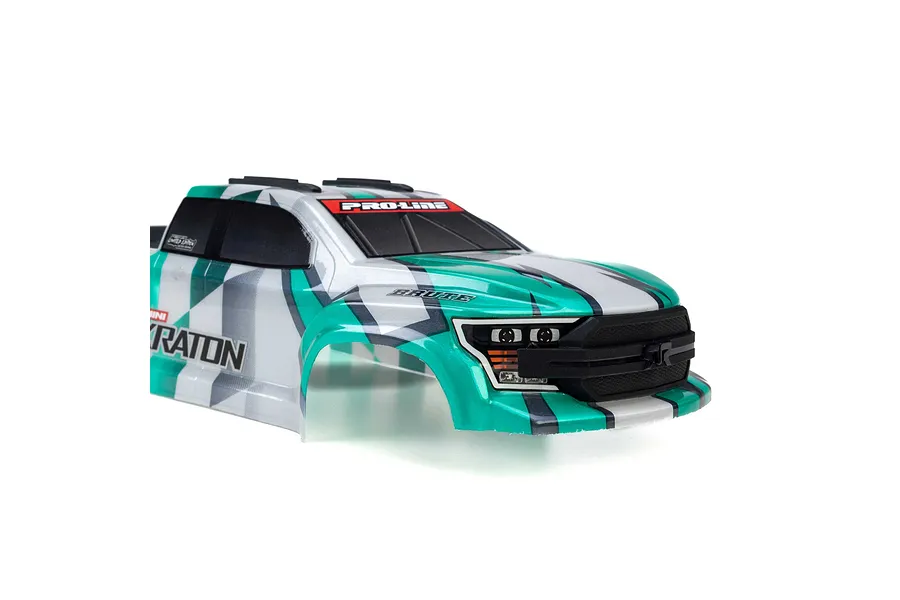 Pro-Line 1/16 Brute body shell for RC trucks, featuring a green, white, and grey Checkmate paint scheme on a white background.