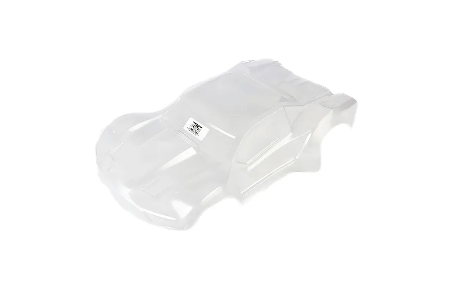 A clear, unpainted Pro-Line Pulse short course RC body shell for 1/10 scale Slash vehicles, shown from a high-angle perspective on a white background.