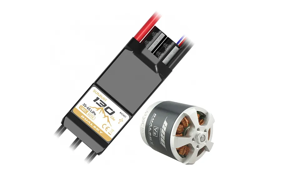 Dualsky 90E Class 4130C V2 375KV Motor &amp;amp; Summit Lite 130A ESC Brushless Tuning Combo image 1