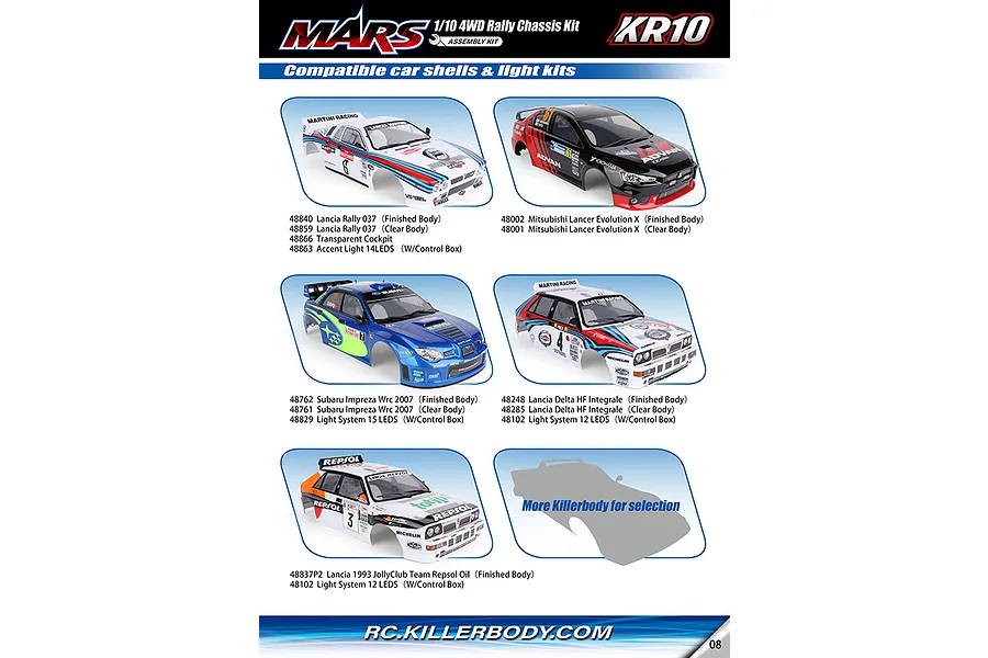 Killerbody Mars KR10 RC Rally Car Electric 4WD 1/10 Scale Kit image 9