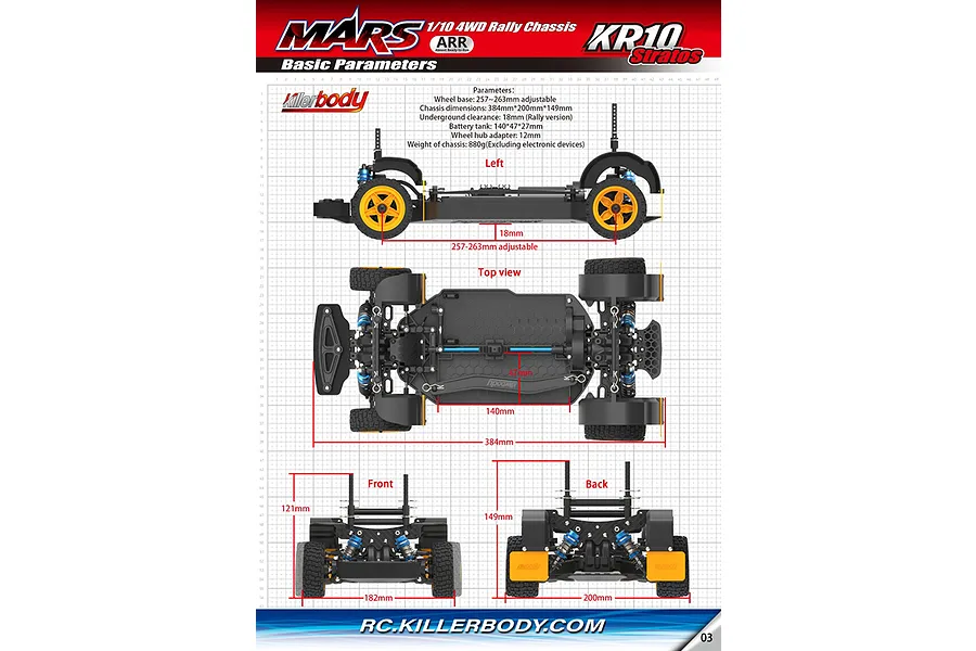 Killerbody Mars KR10 Lancia Stratos RC Rally Car Electric 4WD 1/10 Scale Roller image 9
