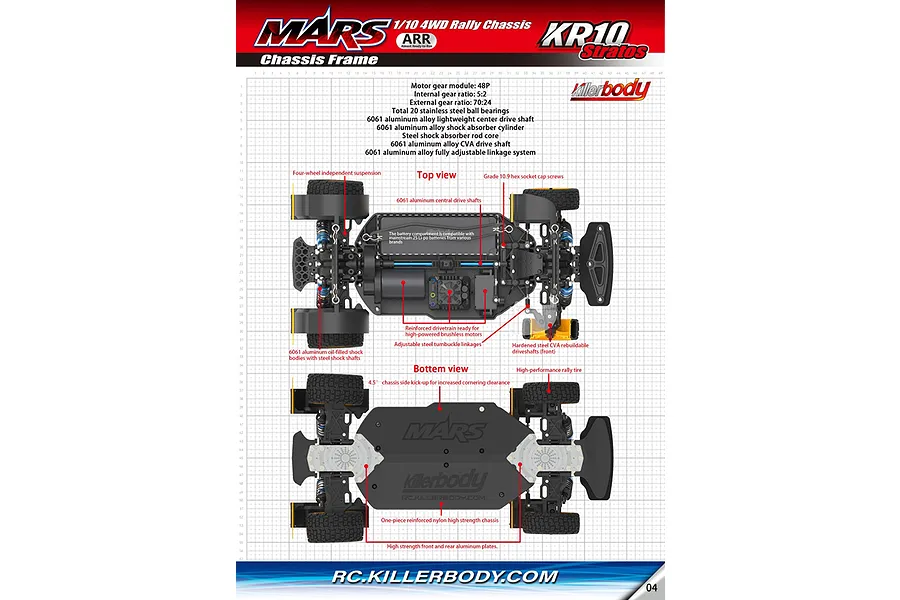 Killerbody Mars KR10 Lancia Stratos RC Rally Car Electric 4WD 1/10 Scale Roller image 10