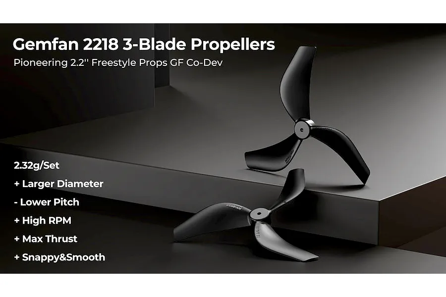 BetaFPV Gemfan 2218 3-Blade Propellers 4Pcs - Black image 4