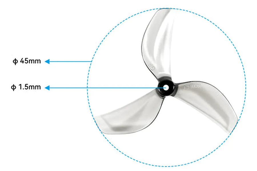 BetaFPV Gemfan 45mm 3-Blade Propellers 4Pcs - Blue image 3