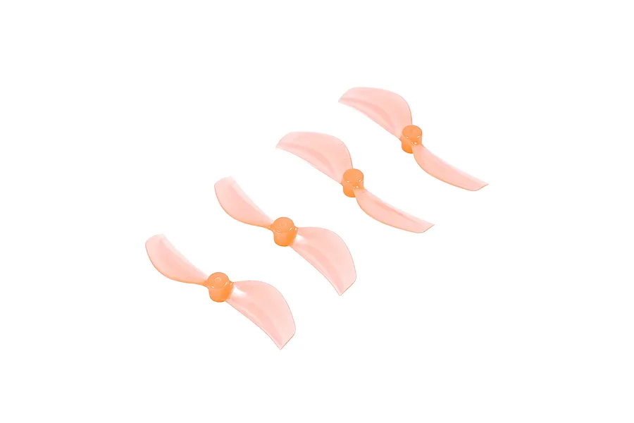 Four pink 45mm 2-blade propellers for RC drones arranged diagonally on a white background.