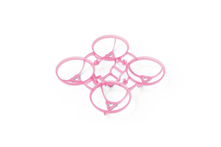 A clear pink BetaFPV Champion drone frame featuring four integrated propeller guards, shown from a high-angle perspective on a white background.