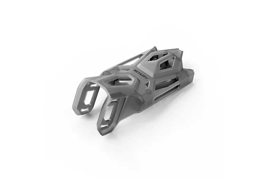 A clear grey BetaFPV O4 Air Unit Bracket II shown from a high-angle perspective against a white background.
