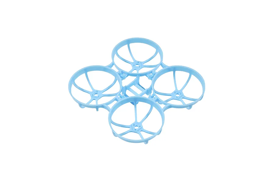 A light blue BetaFPV drone frame with four integrated propeller guards, shown from a high-angle perspective against a white background.