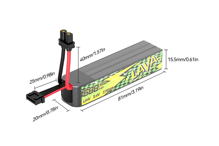 BetaFPV 11.4V 680mAh 95C 3S LiHV Soft Case LiPo Battery 2Pcs image 4