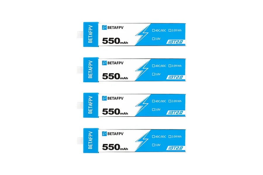 BetaFPV 3.8V 550mAh 80C 1S LiHV Hard Case LiPo Battery 4Pcs image 1