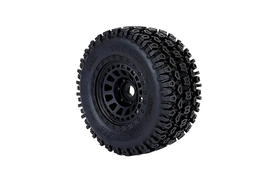 Method RC 4.9&amp;quot; Geoform Belted All-Terrain Tyres on Black Array Rims - Glued Wheels 2Pcs image 1