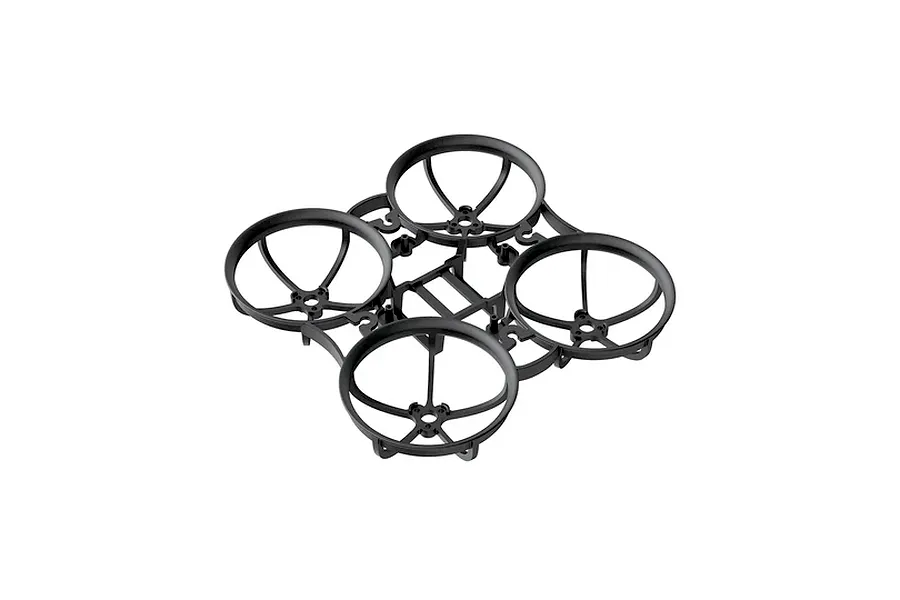 A black BetaFPV Meteor65 Pro II drone frame featuring four circular propeller guards connected by a central mounting structure.