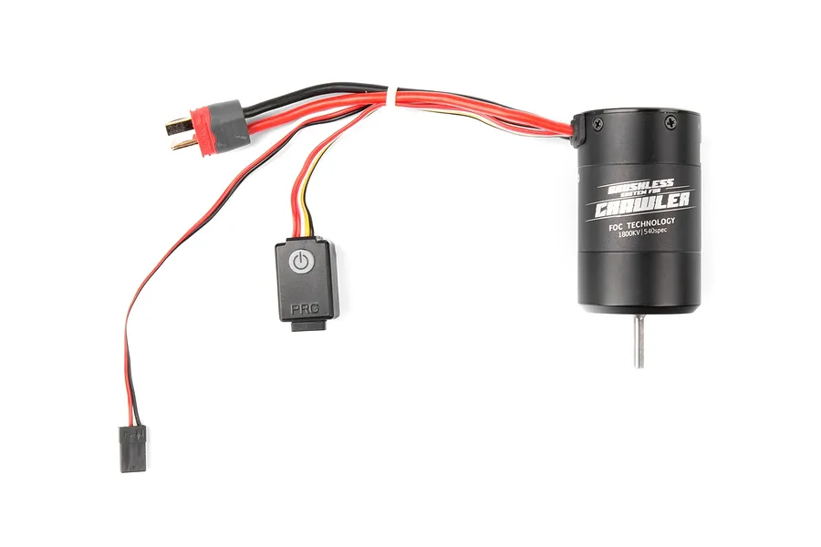 RGT Fusion 1800kV brushless motor and ESC combo unit with integrated wiring, power switch, and XT60 connector.