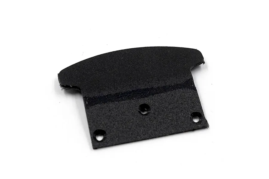 A black nylon front bumper for a 1/24 scale RC car, featuring a flat design with three mounting holes.