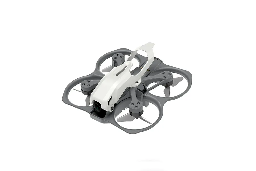 CaddxFPV Protos FPV drone featuring a white canopy and grey ducted propeller guards against a plain white background.