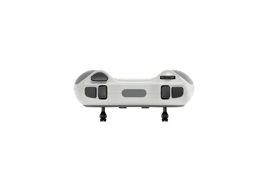 Top view of the CaddxFPV Alink 2.4GHz 10ch transmitter showing shoulder buttons, scroll wheel, and antenna mounts against a white background.