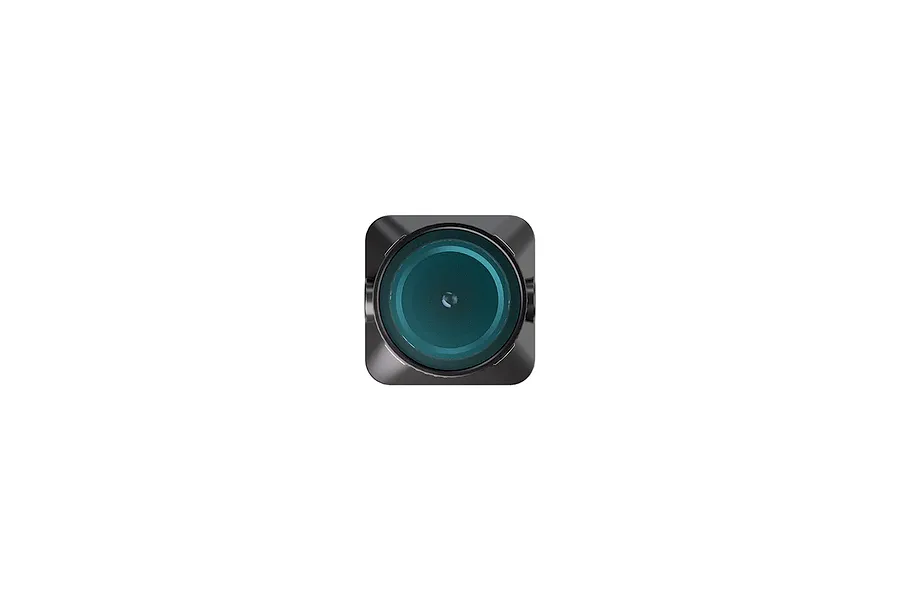 Front view of a CaddxFPV Gazer analog FPV camera showing the circular lens centered in a square black housing.