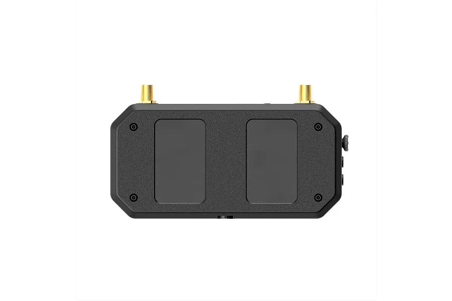 A black Walksnail Ascent VRX receiver module with two gold antenna connectors on a white background.