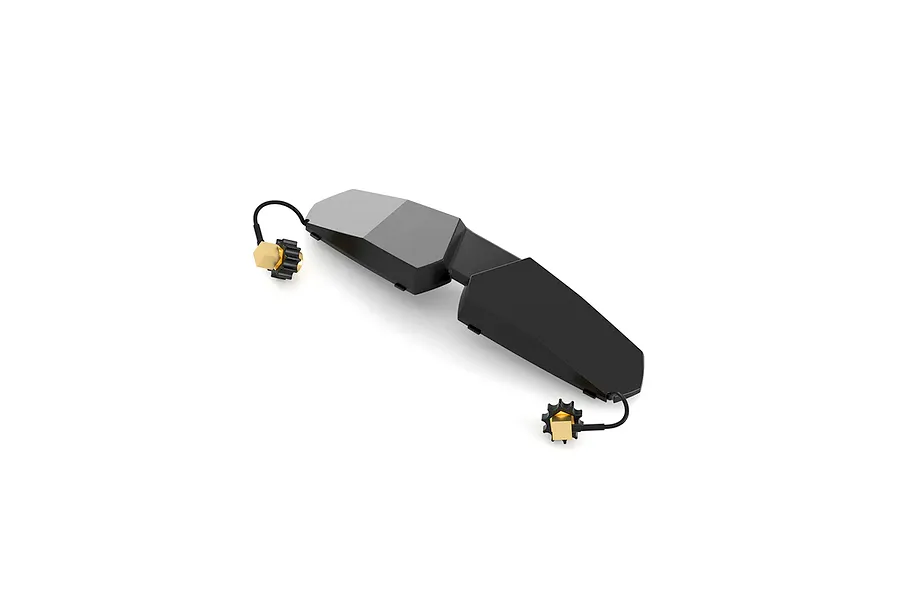 CaddxFPV Walksnail Patch Antenna for Avatar HD Goggles X, featuring a black angular housing with two gold-coloured antenna connectors on short cables.