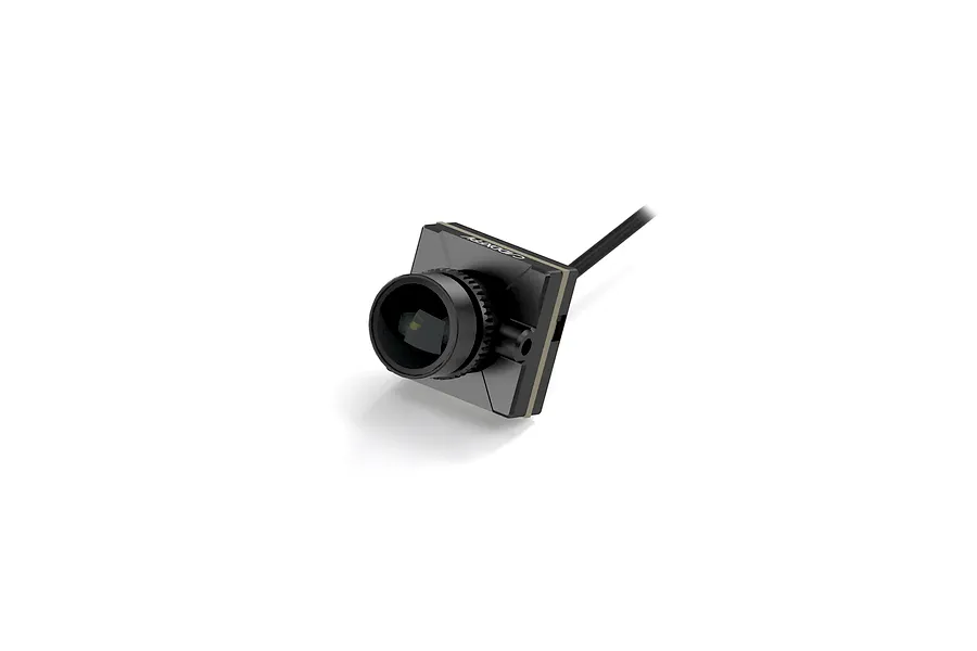 CaddxFPV Walksnail Avatar HD Nano V3 FPV camera with a black housing and attached cable against a white background.