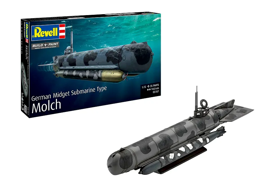 Revell 1/72 German Midget Submarine Type Newt Scaled Plastic Model Kit image 1
