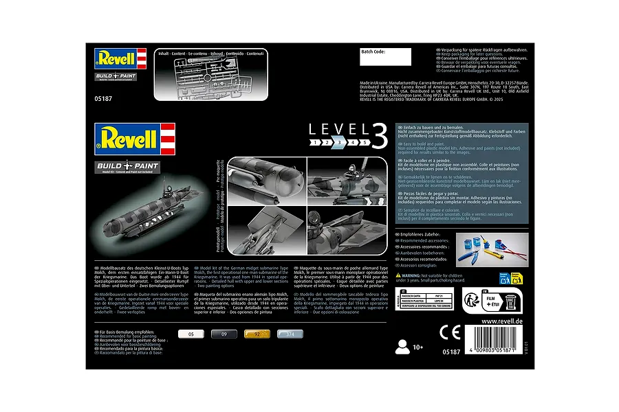 Revell 1/72 German Midget Submarine Type Newt Scaled Plastic Model Kit image 6