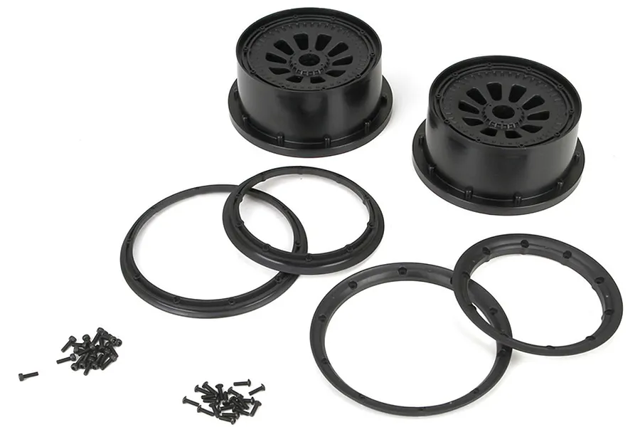 Losi 4.7/5.5&amp;quot; 5IVE-T Black Rims &amp;amp; Beadlock Set 2Pcs image 15866