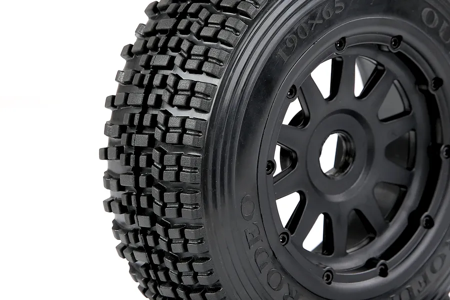 Rovan 1/5 5SC Front Tyres on Black Rims - Beadlock Wheels 2Pcs image 2
