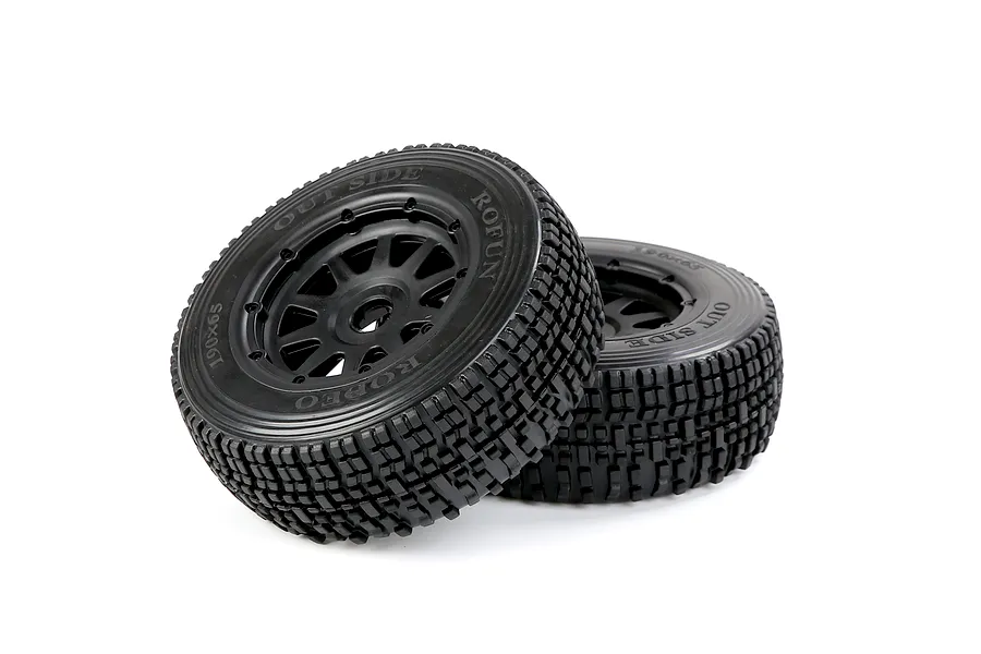 Rovan 1/5 5SC Front Tyres on Black Rims - Beadlock Wheels 2Pcs image 4